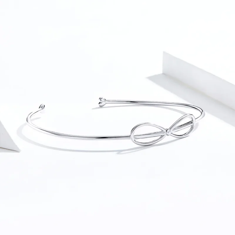 (image for) Pandora Style Silver Lovely Dainty Bow Bangle - SCB167 - View 3