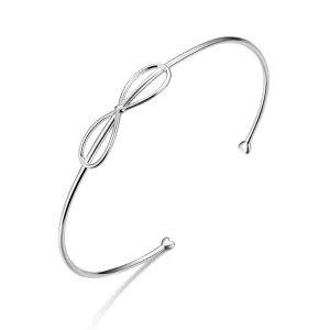 (image for) Pandora Style Silver Lovely Dainty Bow Bangle - SCB167