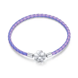 (image for) Pandora Style Silver Lucky Clover Leather bracelet - SCB214