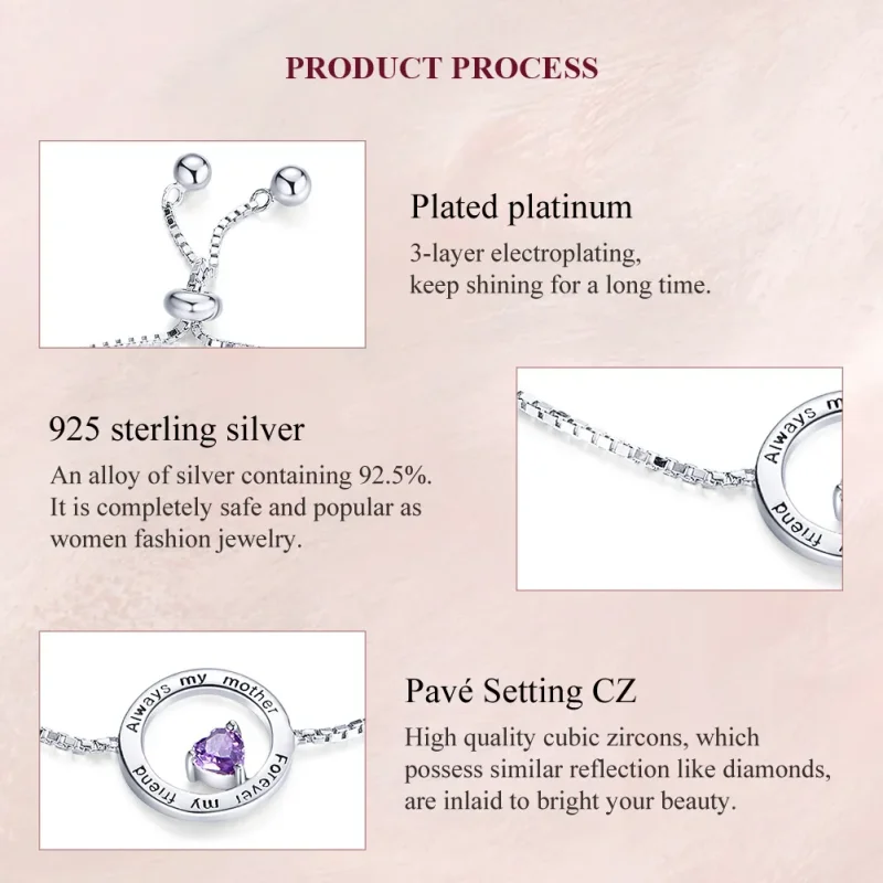 (image for) Pandora Style Silver My Friend, My Mom Chain Slider Bracelet - SCB178 - View 6