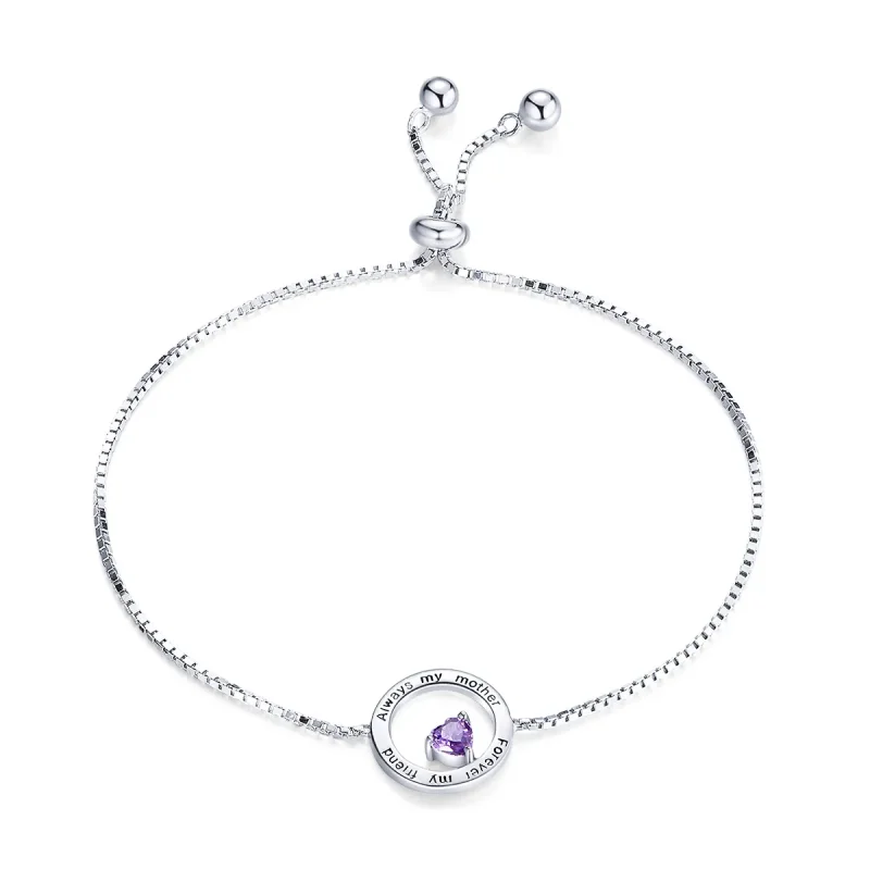 (image for) Pandora Style Silver My Friend, My Mom Chain Slider Bracelet - SCB178