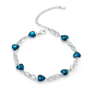 (image for) Pandora Style Silver Ocean Heart Chain Slider Bracelet - SCB163