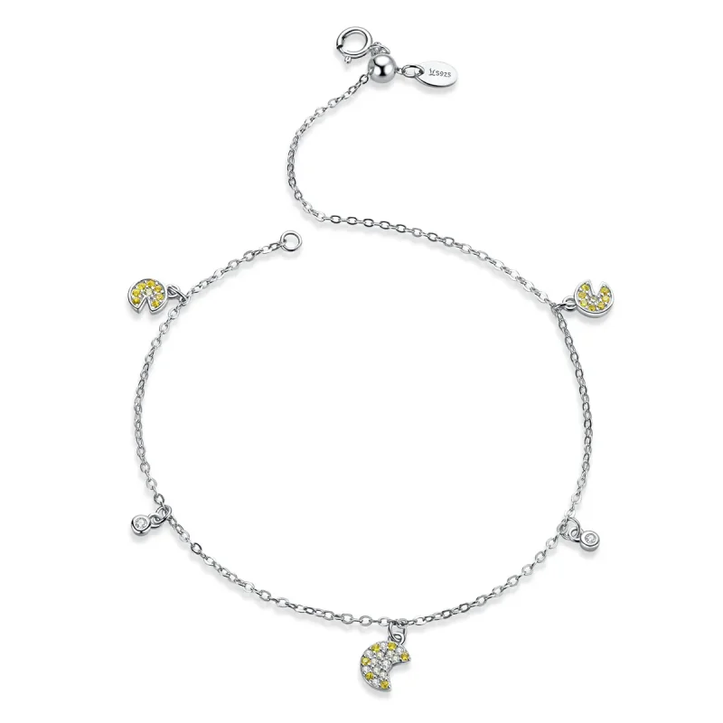 (image for) Pandora Style Silver Pac-Man Chain Slider Bracelet - SCB183