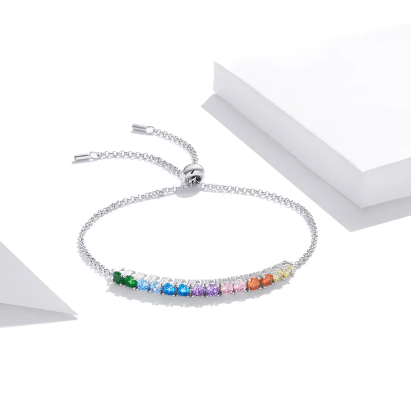 (image for) Pandora Style Silver Rainbow Bridge bracelet - SCB213 - View 4