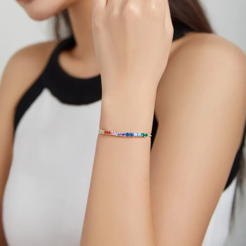 (image for) Pandora Style Silver Rainbow Bridge bracelet - SCB213 - View 5