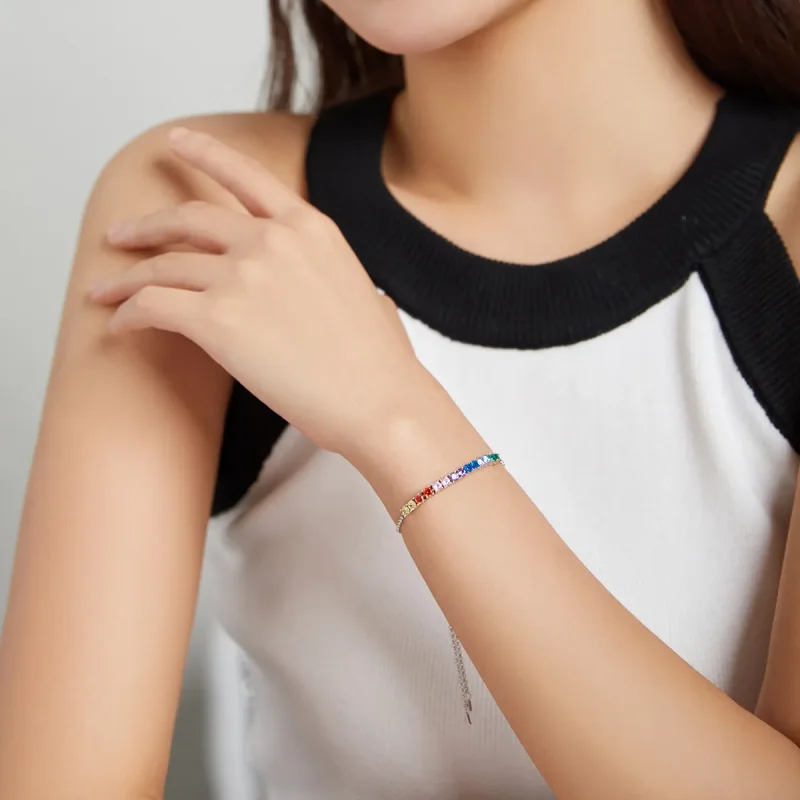 (image for) Pandora Style Silver Rainbow Bridge bracelet - SCB213 - View 6