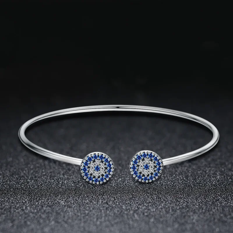 (image for) Pandora Style Silver Shining Stars Open Bangle - SCB058 - View 3