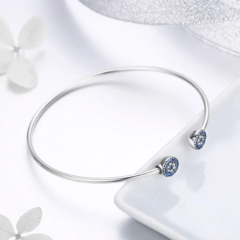 (image for) Pandora Style Silver Shining Stars Open Bangle - SCB058 - View 5