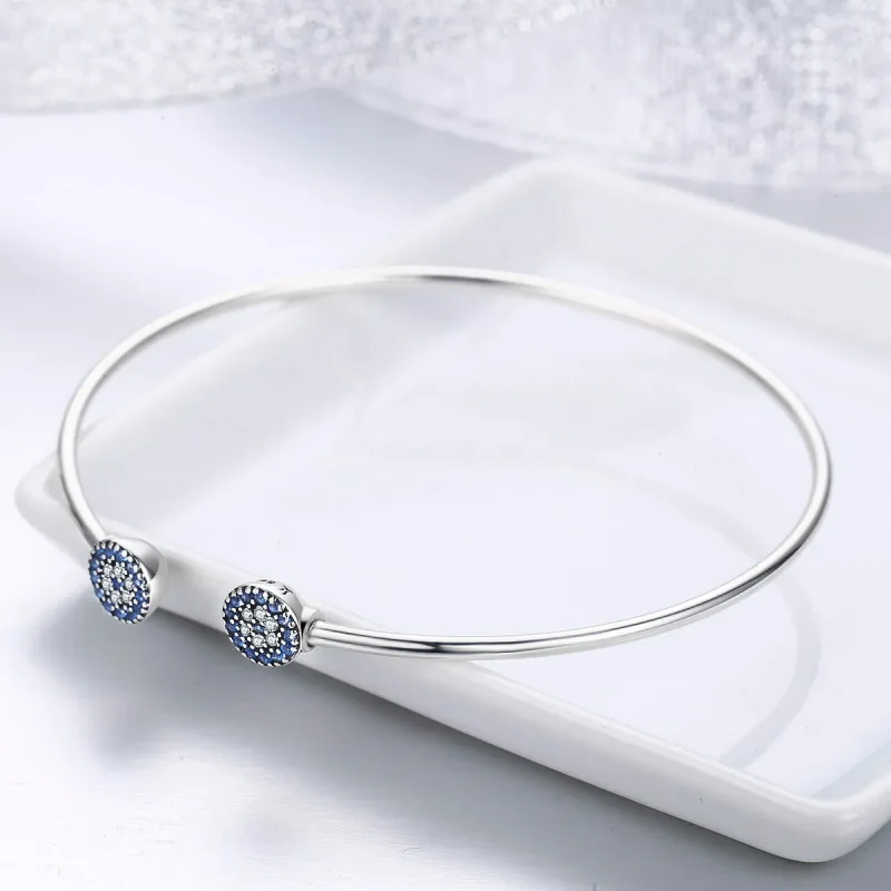 (image for) Pandora Style Silver Shining Stars Open Bangle - SCB058 - View 6