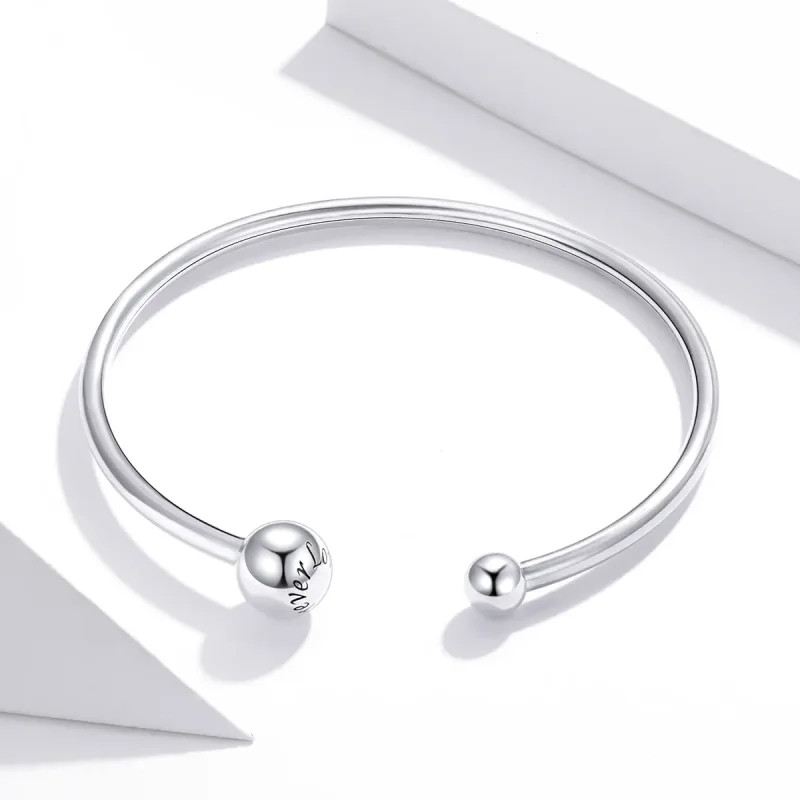 (image for) Pandora Style Silver Simple Stretch Open Bangle - SCB198 - View 2