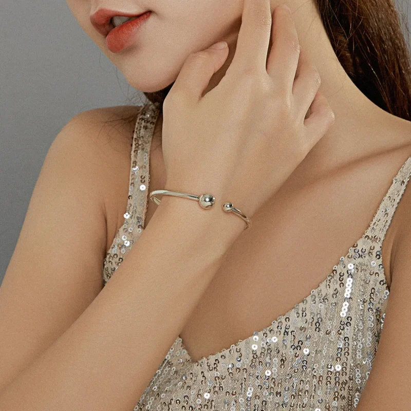 (image for) Pandora Style Silver Simple Stretch Open Bangle - SCB198 - View 7