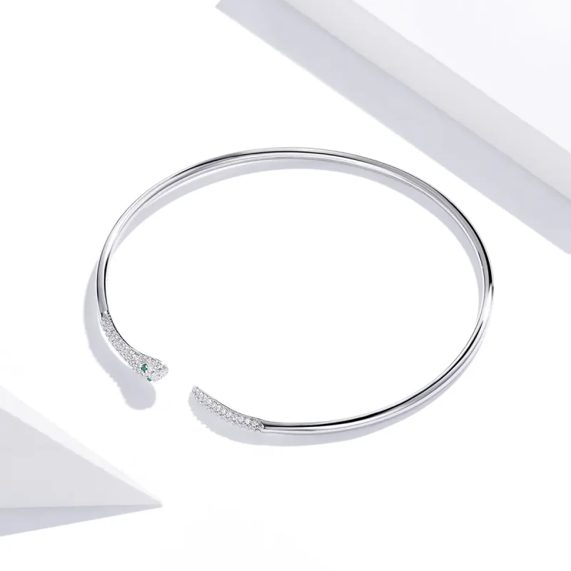 (image for) Pandora Style Silver Snake Open Bangle - SCB206 - View 3
