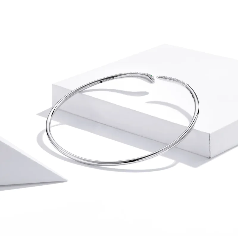 (image for) Pandora Style Silver Snake Open Bangle - SCB206 - View 4