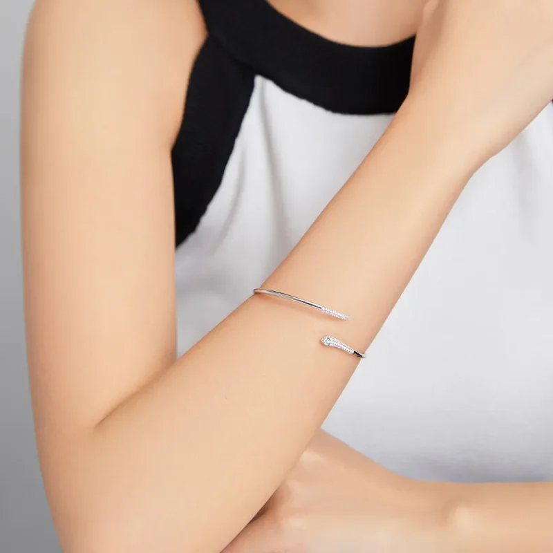 (image for) Pandora Style Silver Snake Open Bangle - SCB206 - View 5
