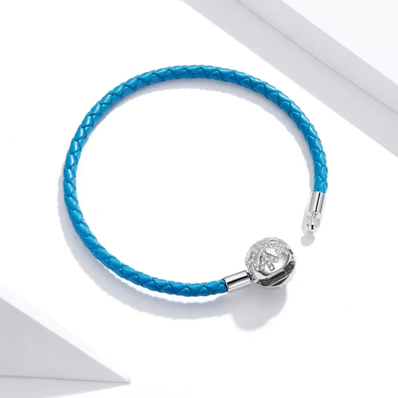 (image for) Pandora Style Silver Snowflake Leather bracelet - SCB196 - View 3