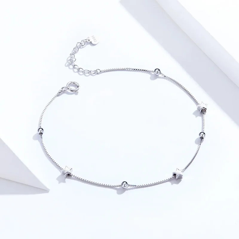 (image for) Pandora Style Silver Star Chain Slider Bracelet - SCB171 - View 3