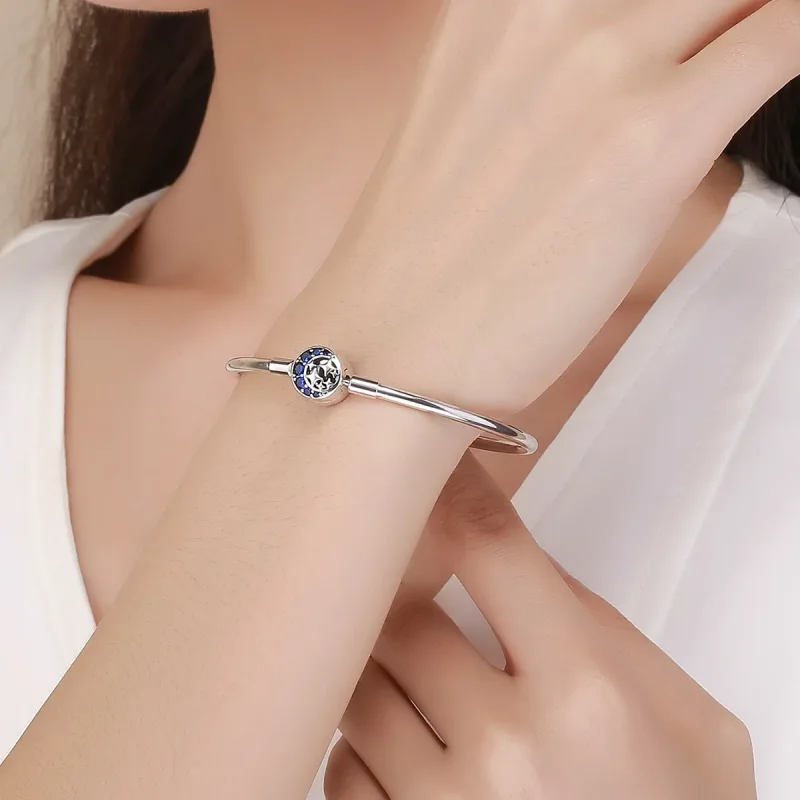 (image for) Pandora Style Silver Starry Sky Hard Bangle - SCB080 - View 2