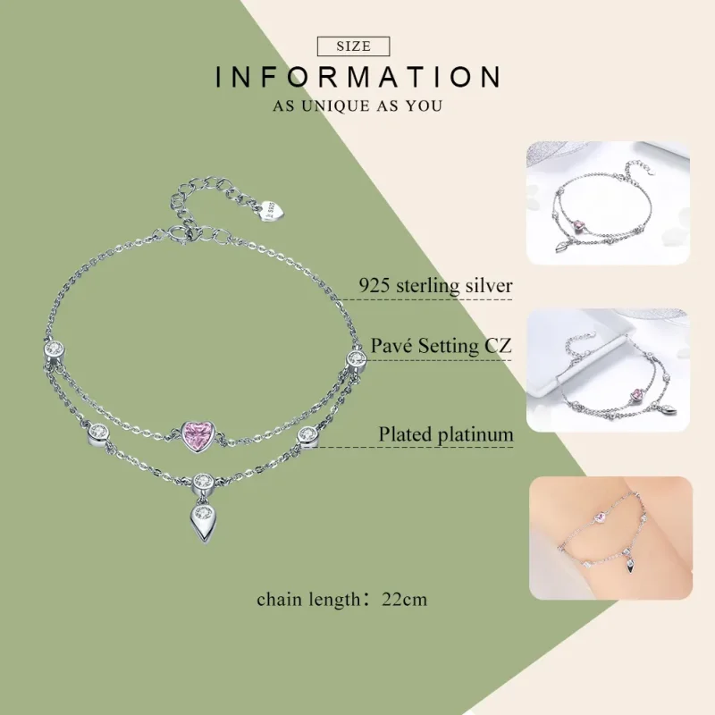 (image for) Pandora Style Silver Sweet Heart Chain Slider Bracelet - SCB090 - View 5