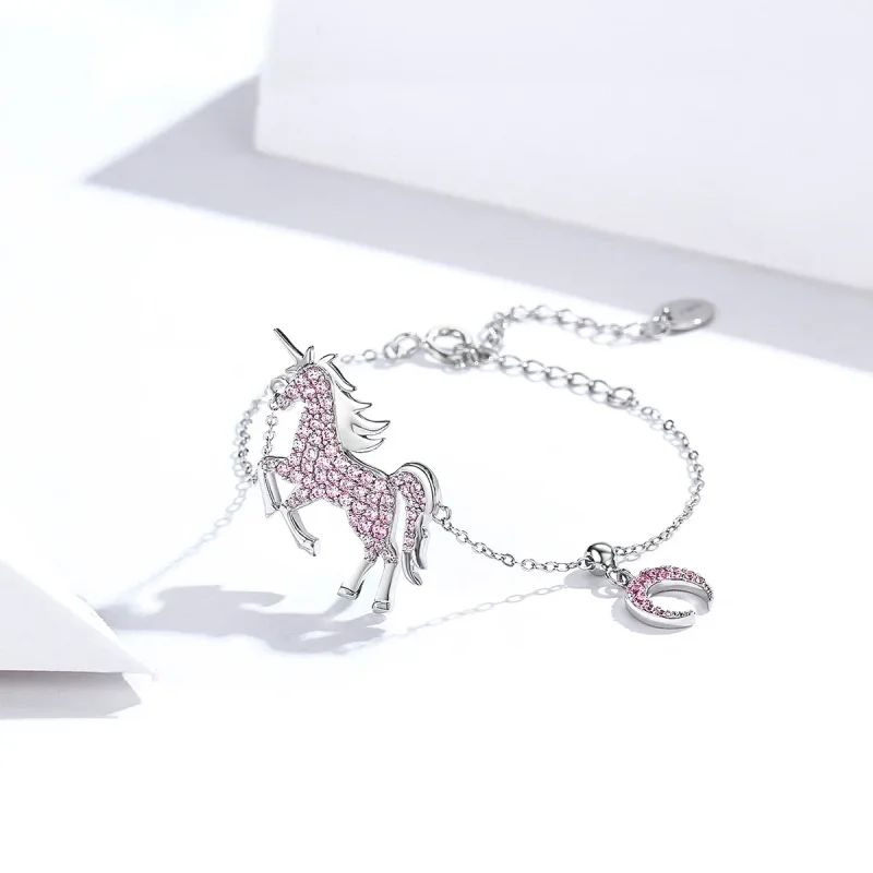 (image for) Pandora Style Silver Unicorn Chain Slider Bracelet - SCB155 - View 3