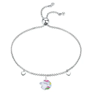 (image for) Pandora Style Silver Unicorn Memory Chain Slider Bracelet - SCB106