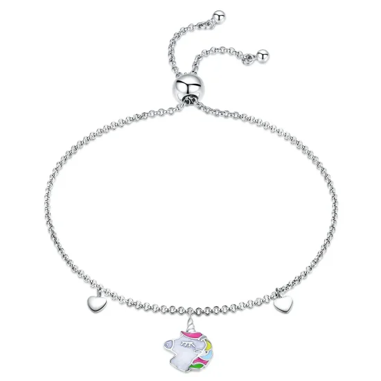 (image for) Pandora Style Silver Unicorn Memory Chain Slider Bracelet - SCB106