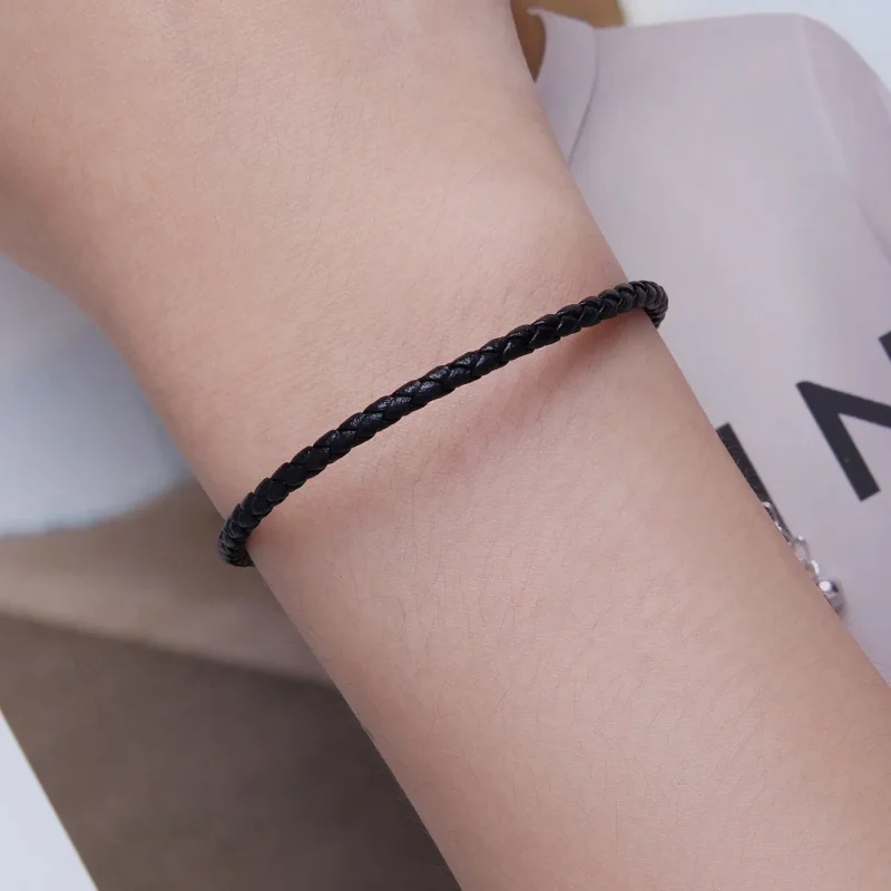 (image for) Pandora Style Simple Leather Bracelet - SCB243-BK - View 5