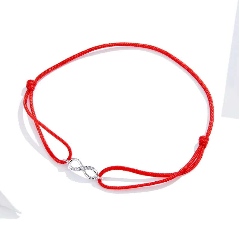 (image for) Red Cord with Silver Infinite Love Clasp Bracelet - SCB176 - View 3