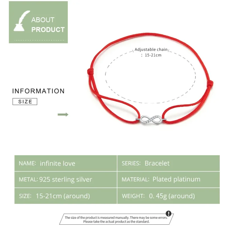 (image for) Red Cord with Silver Infinite Love Clasp Bracelet - SCB176 - View 5