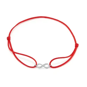 (image for) Red Cord with Silver Infinite Love Clasp Bracelet - SCB176