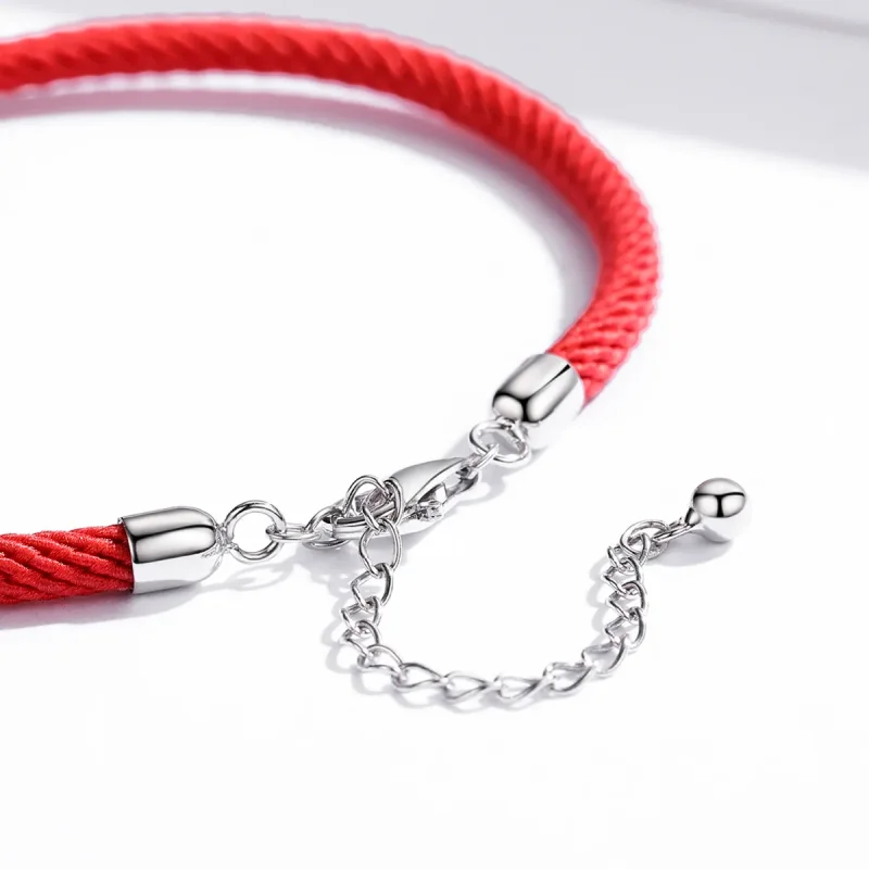 (image for) Red Rope Fabric Bracelet - SCB166 - View 4
