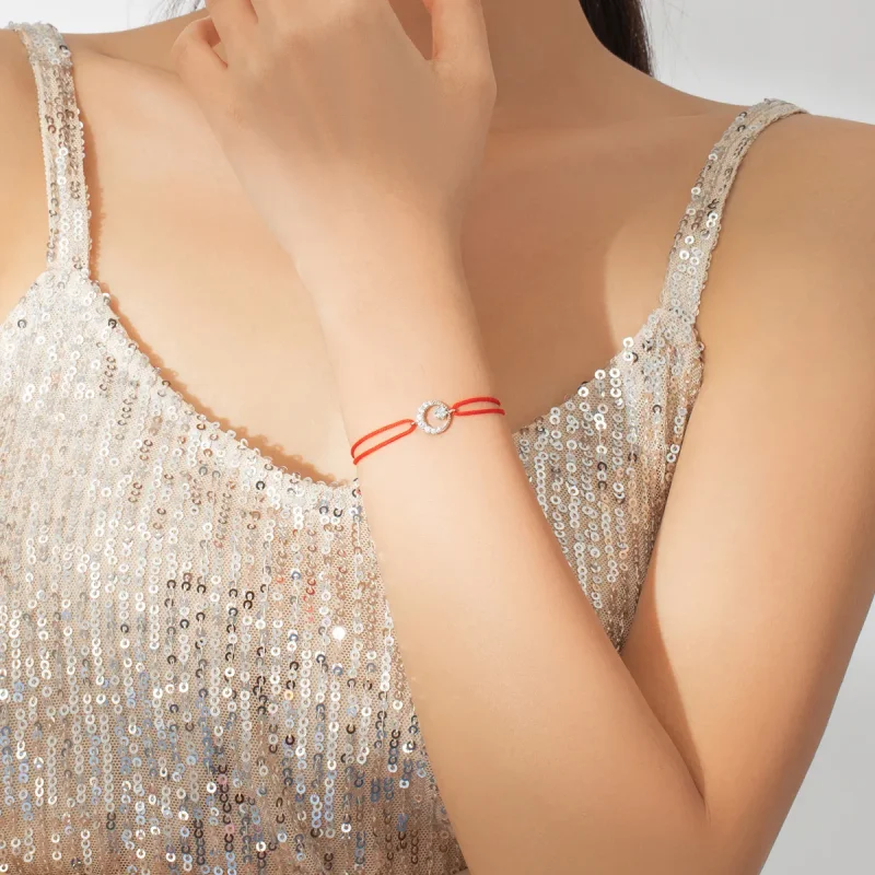 (image for) Red Rope with Silver Star In Moonlight E Clasp Bracelet - SCB177 - View 2