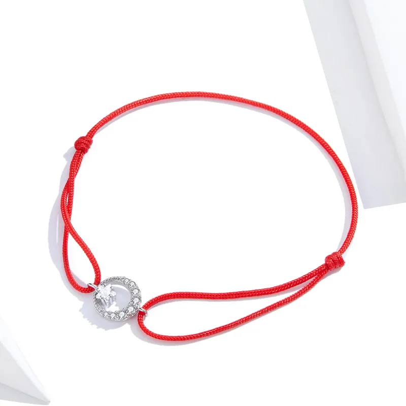 (image for) Red Rope with Silver Star In Moonlight E Clasp Bracelet - SCB177 - View 3