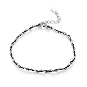 (image for) Silver & Black Rope Bracelet - SCB173-Bk