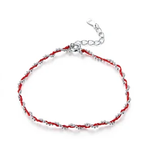 (image for) Silver & Red Rope Bracelet - SCB173-Rd