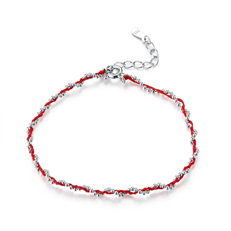(image for) Silver & Red Rope Bracelet - SCB173-Rd