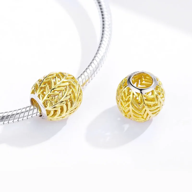 (image for) Pandora Style 18ct Gold Plated branches and leaves Charm - SCC1332 - View 4