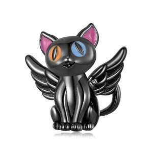 (image for) Pandora Style Angel Cat Charm - SCC2299-BK