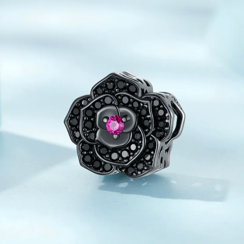 (image for) Pandora Style Black Rose Charm - SCC2380 - View 2