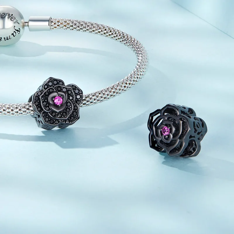 (image for) Pandora Style Black Rose Charm - SCC2380 - View 4