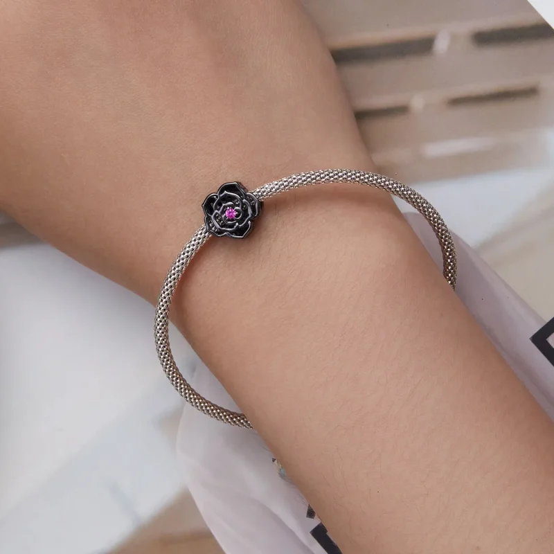 (image for) Pandora Style Black Rose Charm - SCC2380 - View 6
