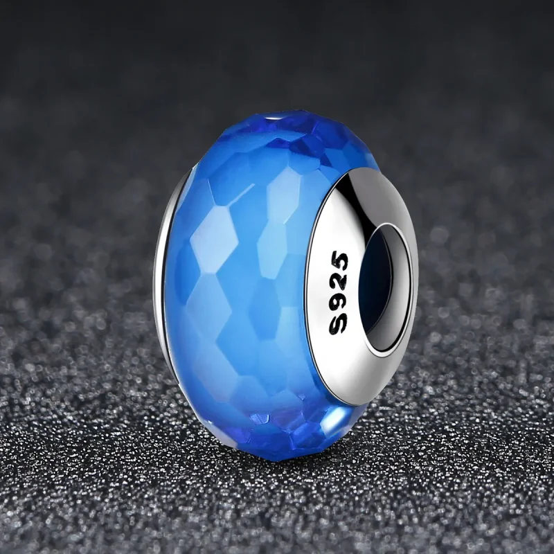(image for) Pandora Style Blue Facet Murano Glass Bead Charm - SCZ037 - View 2