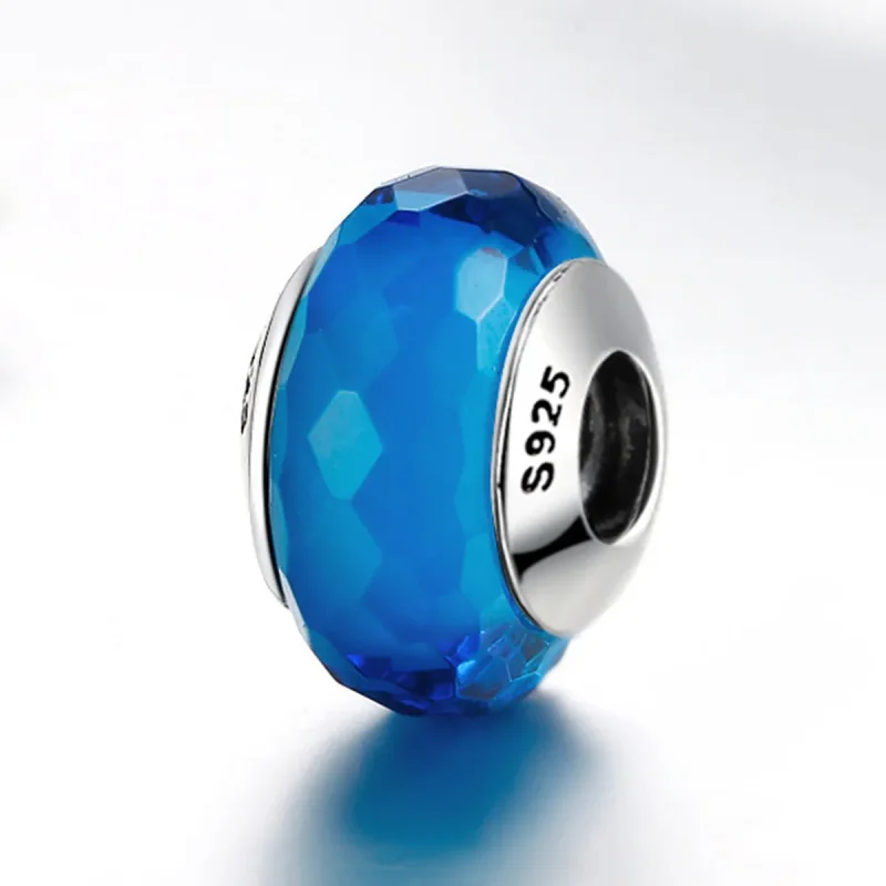 (image for) Pandora Style Blue Facet Murano Glass Bead Charm - SCZ037 - View 3