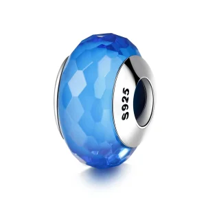 (image for) Pandora Style Blue Facet Murano Glass Bead Charm - SCZ037
