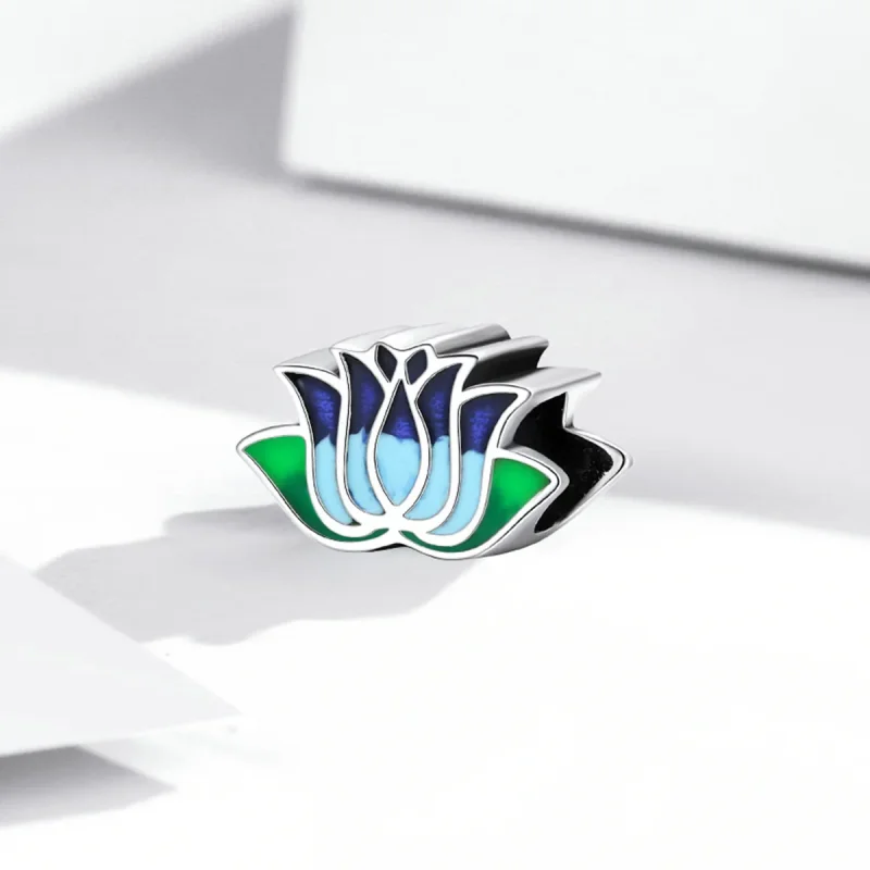 (image for) Pandora Style Blue Lotus Charm - SCC2020 - View 2