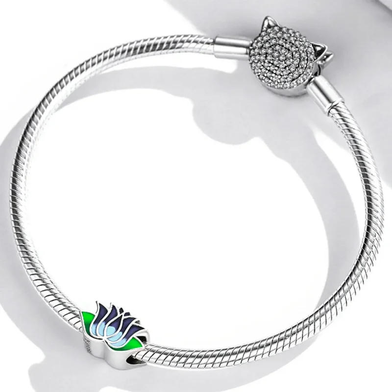 (image for) Pandora Style Blue Lotus Charm - SCC2020 - View 3
