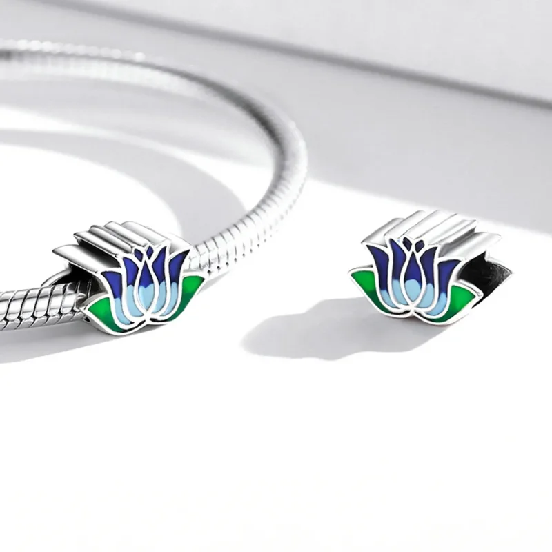 (image for) Pandora Style Blue Lotus Charm - SCC2020 - View 4