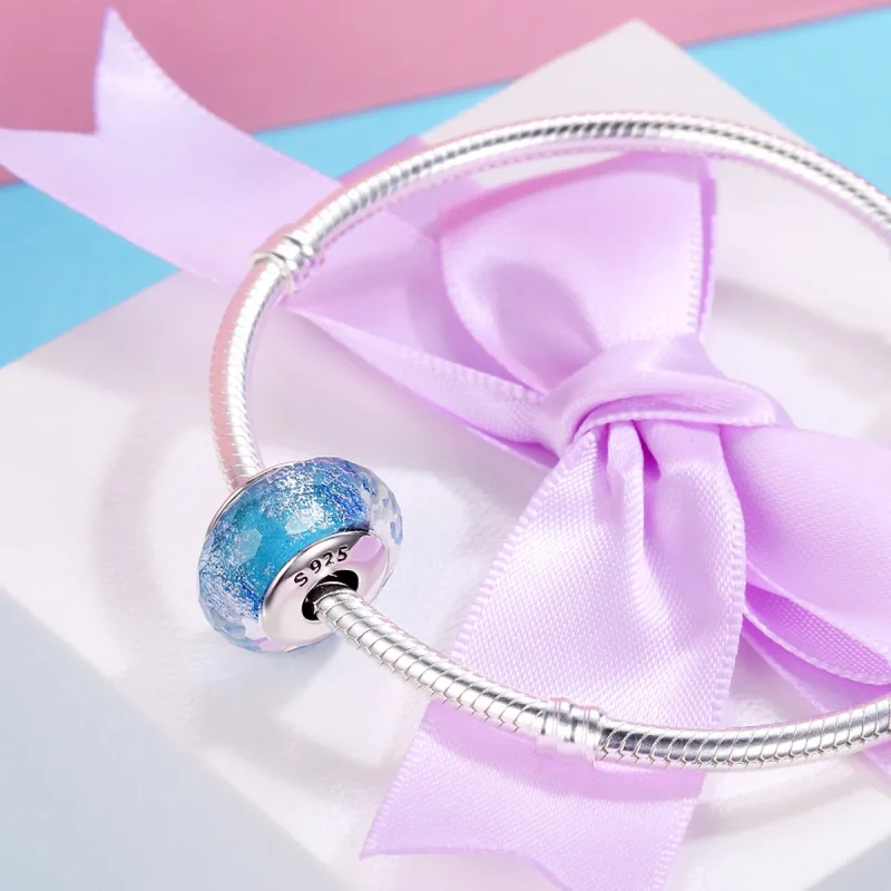 (image for) Pandora Style Blue Murano Glass Bead Charm - SCZ054 - View 4