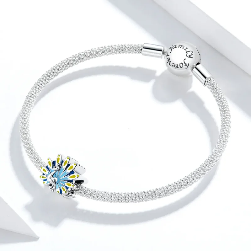 (image for) Pandora Style Blue Peacock Charm - SCC1644 - View 3