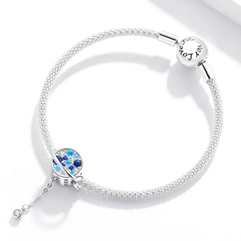 (image for) Pandora Style Blue Planet Charm - BSC365 - View 3