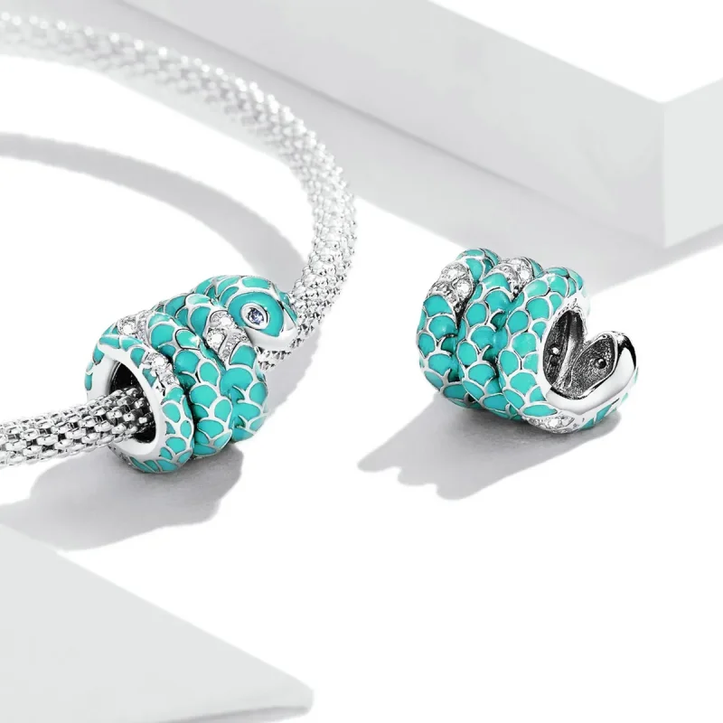 (image for) Pandora Style Blue Snake Charm - BSC576 - View 4